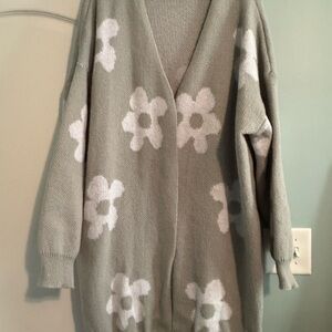 Cozy Grey Floral Women's Sweater